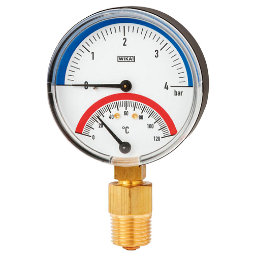 Термоманометр тип WP, 0…6 бар/0…120°С, 80 мм, G1/2B (снизу), кл. 2.5,
