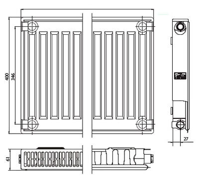 Kermi FKO 11 400х1200 панельный радиатор с боковым подключением