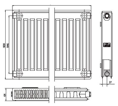 Kermi FKO 12 900x1800 панельный радиатор с боковым подключением