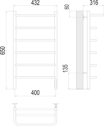 Terminus Полка П6 400х650 Электрический полотенцесушитель