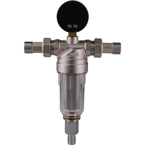 Tiemme 3/4 " Фильтр с манометром со сгонами , с прозрачной колбой, промывной