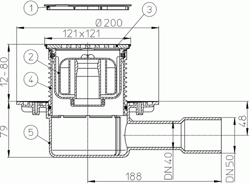 HL 510NPr-3123 Трап с сухим сифоном HL3123 горизонтальный выпуск DN40/50