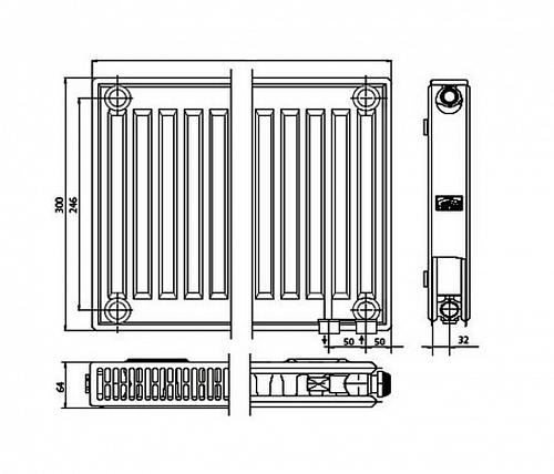 Kermi FTV 12 300x600 панельный радиатор с нижним подключением