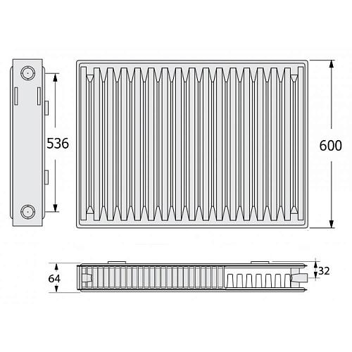 Kermi FKO 12 600x2600 панельный радиатор с боковым подключением