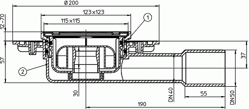 HL 90Pr Трап с сухим сифоном с горизонтальным выпуском DN 40/50