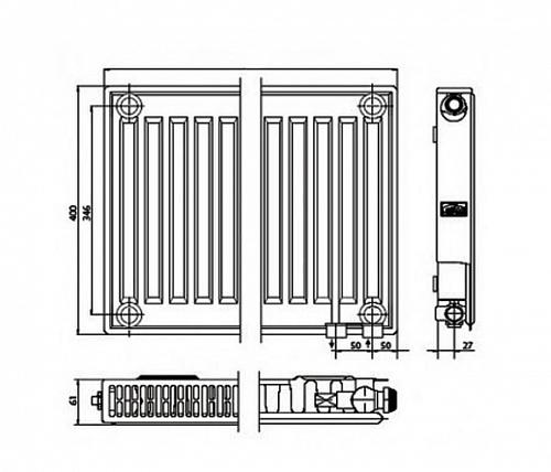 Kermi FTV 11 400x1800 панельный радиатор с нижним подключением