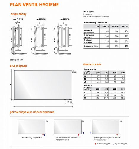 Purmo Plan Ventil Hygiene FHV30 600x2600 стальной панельный радиатор с нижним подключением