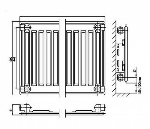 Kermi FTV 10 500x1800 панельный радиатор с нижним подключением