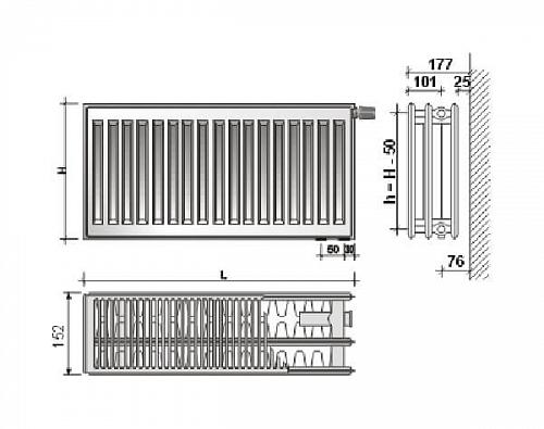 Purmo Compact С33 500x1400 стальной панельный радиатор с боковым подключением