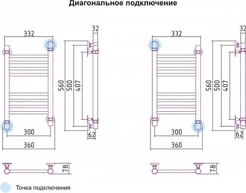 Сунержа Богема 500x300 Водяной полотенцесушитель 