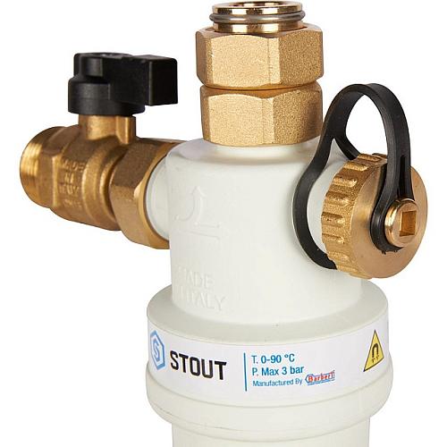 STOUT Фильтр-шламоотделитель G 3/4M-G 3/4RN-G 3/4M с магнитом для настенных котлов FW-0072-000020
