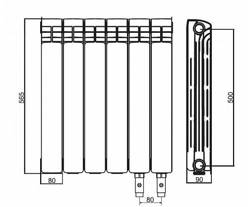 Rifar Alum Ventil 500 - 8 секции алюминиевый радиатор с нижним правым подключением