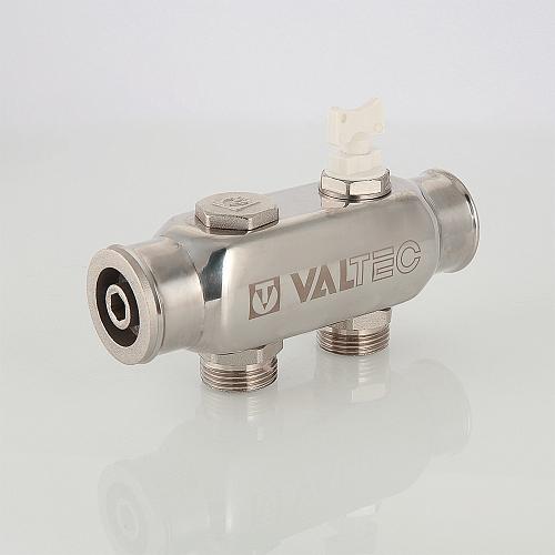 Valtec 1", 3 х 3/4" Коллектор 3 вых. из нержавеющей стали с межосевым расстоянием выходов 50 мм (евроконус)