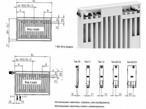 Kermi FTV 10 500x2600 панельный радиатор с нижним подключением