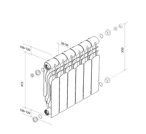 Royal Thermo Revolution Bimetall 350/ 1 секция БиМеталлический радиатор