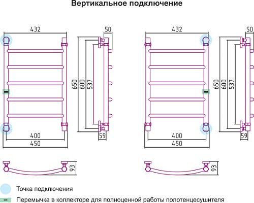 Сунержа Галант 600x400 Водяной полотенцесушитель 