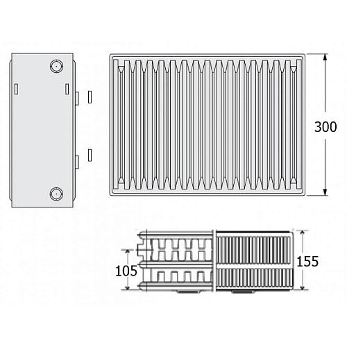 Kermi FKО 33 300х1000 панельный радиатор с боковым подключением
