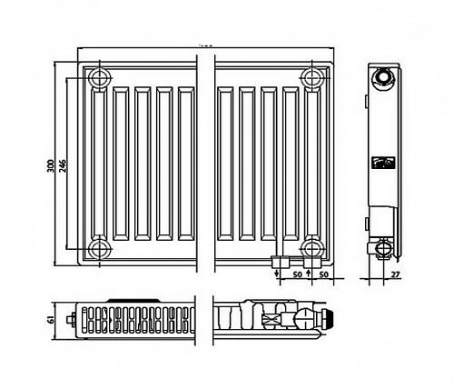 Kermi FTV 11 300x1800 панельный радиатор с нижним подключением