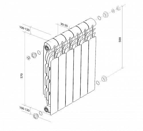 Royal Thermo Revolution 500/ 12 секций Алюминиевый радиатор 