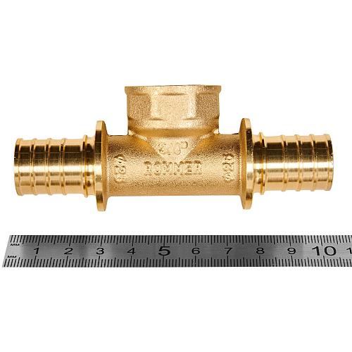 ROMMER Тройник-переходник с внутренней резьбой 25xG3/4 для трубы из сшитого полиэтилена осевой