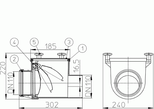 HL 710.2EPC Канализационный затвор с эл. приводом, с подключением к компьютеру DN110