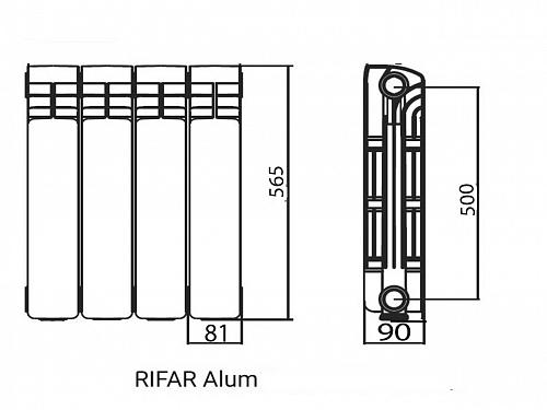 Rifar Alum 500 14 секции алюминиевый секционный радиатор