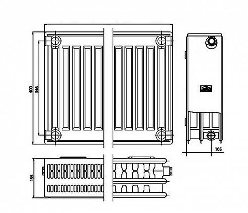 Kermi FKО 33 400х500 панельный радиатор с боковым подключением