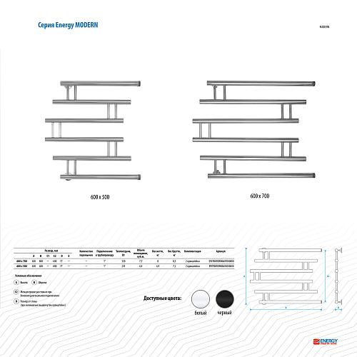 Energy Modern 600x500 белый матовый Водяной полотенцесушитель 