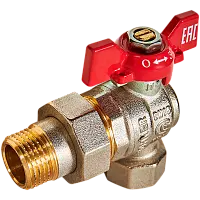 ROMMER Кран шаровой угловой с американкой, ВР/НР, ручка бабочка 1/2"