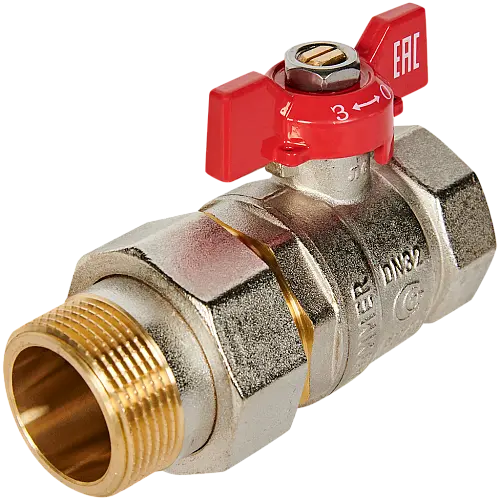 ROMMER Кран шаровой с американкой, ВР/НР, ручка бабочка 1 1/4"