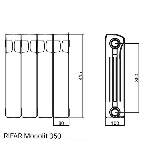 Rifar Monolit 350 12 секций биметаллический секционный радиатор