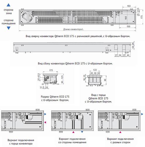 Varmann Qtherm ECO 175-90-1800 Внутрипольный конвектор с принудительной конвекцией