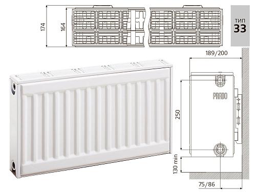 Prado Classic C33 600х2400 панельный радиатор с боковым подключением