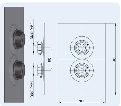 HL 800.2/40-50 Газоводонепроницаемая эластичная мембрана для прохода через фундамент 2 x DN40-50