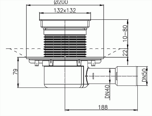 HL 510NPr-3020 Трап с сухим сифоном с надставным элементом HL3020 горизонтальный выпуск DN40/50