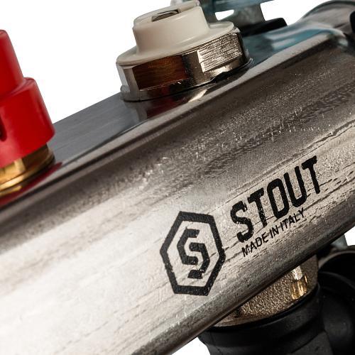 SMS 0927 000003 STOUT Коллектор из нержавеющей стали с расходомерами клапаном вып. воздуха и сливом 3 вых.