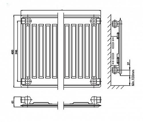 Kermi FTV 10 400x700 панельный радиатор с нижним подключением
