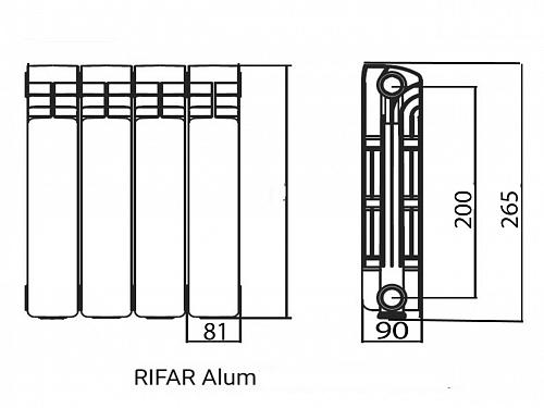 Rifar Alum 200 10 секции алюминиевый секционный радиатор