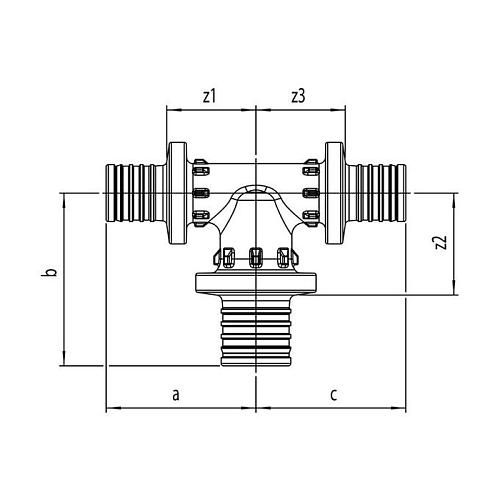 Тройник Rehau Rautitan PX с увеличенным боковым проходом 25-32-25