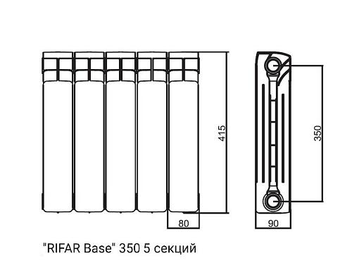 Rifar Base 350 - 23 секции биметаллический секционный радиатор 