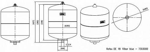 Reflex DE 18 PN10 гидроаккумулятор для систем водоснабжения